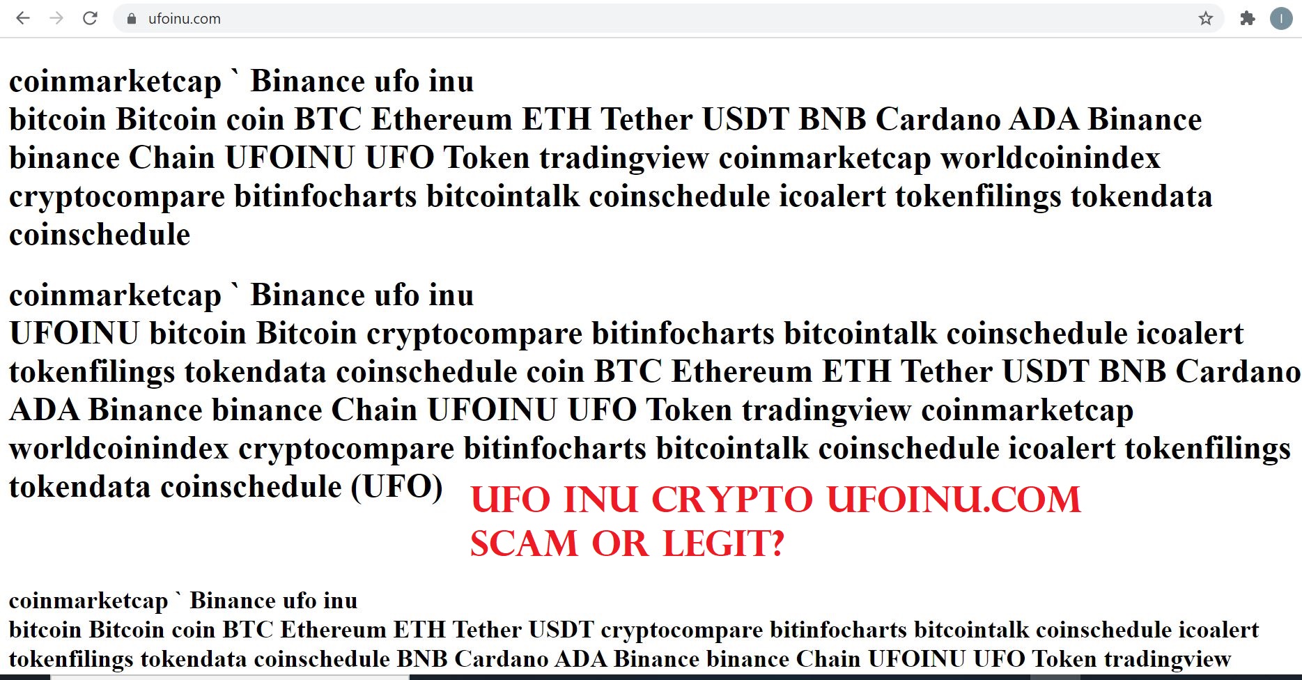 Ufo inu Crypto ufoinu.com Scam